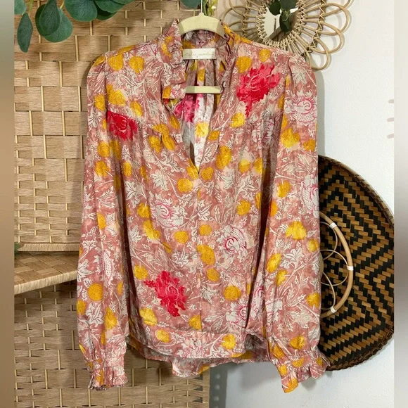 Natalie Martin Leslie Top in Heirloom Rose Floral Silk Blouse Size Small - Picture 2 of 7